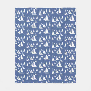 Sailboats Nautical Blue Fleece Blanket