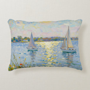 Sailboats New England Summer Accent Pillow