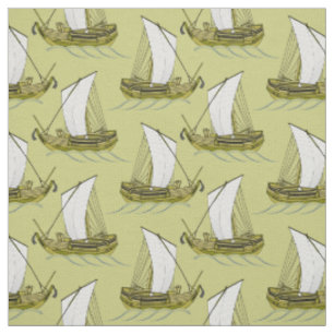 Sailboats Ocean Green Fabric