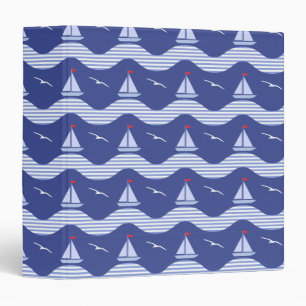 Sailboats On A Striped Sea Pattern Binder