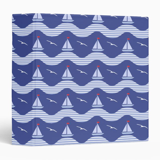 Sailboats On A Striped Sea Pattern Binder (Front/Spine)