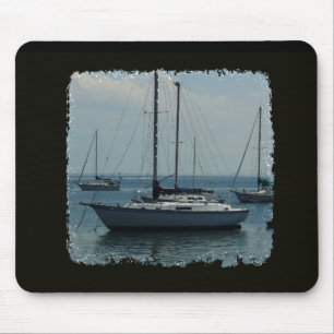 Sailboats on Black Mouse Pad