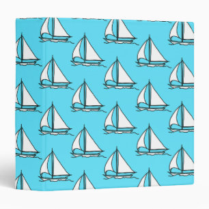 Sailboats On Blue Sea Pattern Binder
