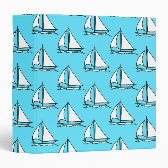 Sailboats On Blue Sea Pattern Binder (Front/Spine)