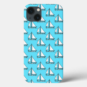 Sailboats On Blue Sea Pattern iPhone 13 Case
