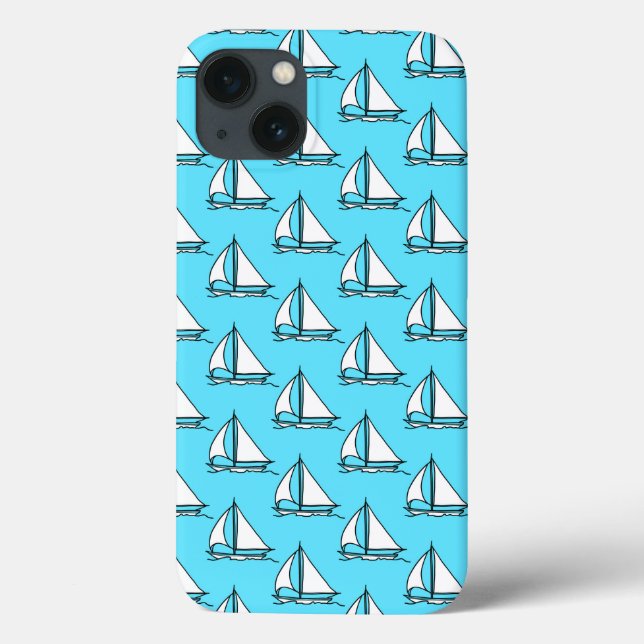 Sailboats On Blue Sea Pattern Case-Mate iPhone Case (Back)