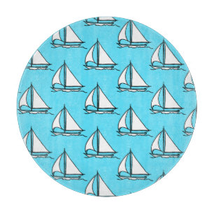 Sailboats On Blue Sea Pattern Cutting Board