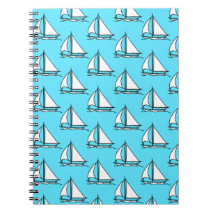 Sailboats On Blue Sea Pattern Notebook