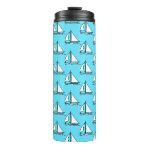 Sailboats On Blue Sea Pattern Thermal Tumbler