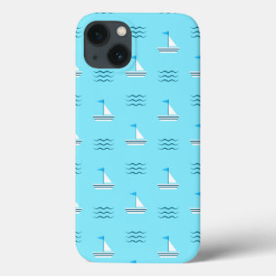 Sailboats On The Blue Sea Pattern iPhone 13 Case