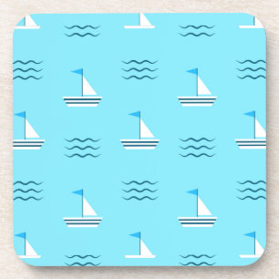 Sailboats On The Blue Sea Pattern Coaster