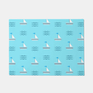 Sailboats On The Blue Sea Pattern Doormat