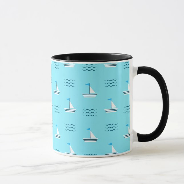 Sailboats On The Blue Sea Pattern Mug (Right)