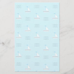 Sailboats On The Blue Sea Pattern Stationery