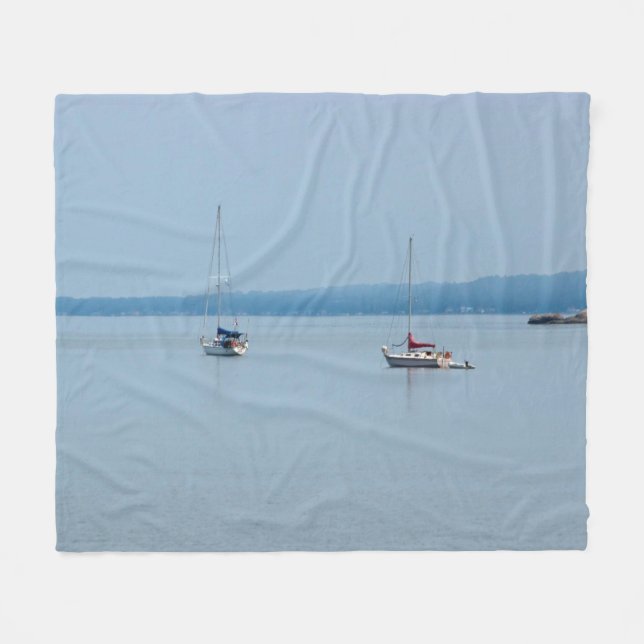 Sailboats on the river fleece blanket (Front (Horizontal))
