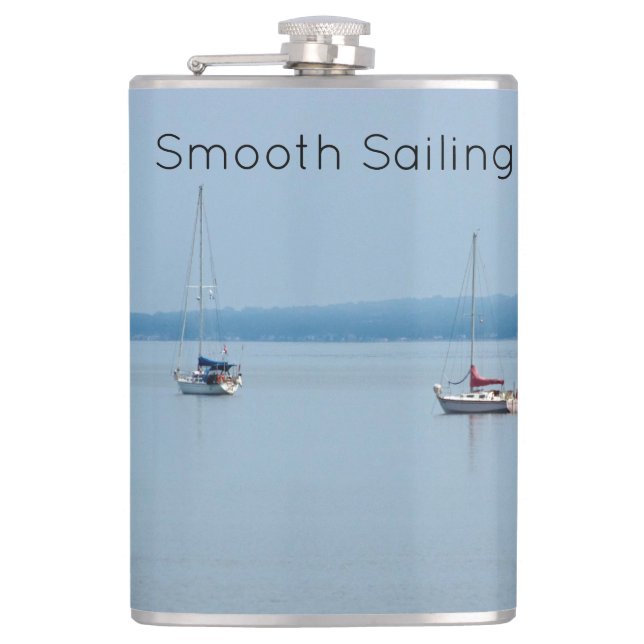 Sailboats on the river hip flask (Front)