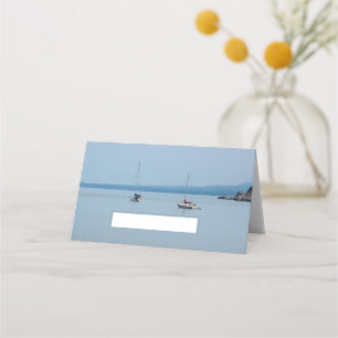 Sailboats on the river place card