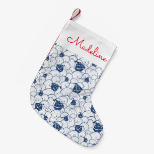 Sailboats On The Sea Pattern   Add Your Name Small Christmas Stocking