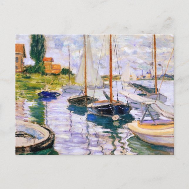 Sailboats on the Seine at Petit  Claude Monet  Postcard (Front)
