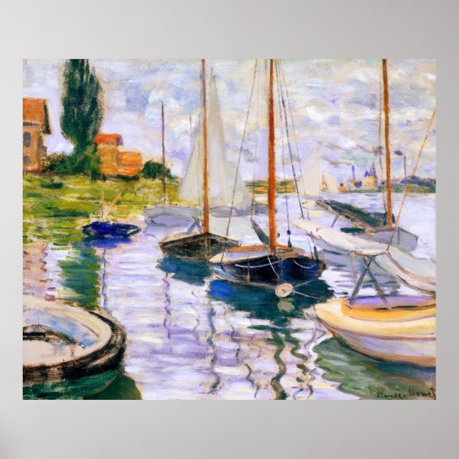Sailboats on the Seine at Petit  Claude Monet   Poster (Front)