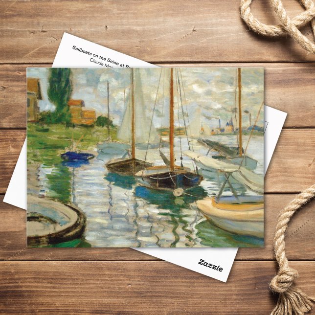 Sailboats on the Seine Claude Monet Postcard (Creator Uploaded)