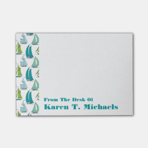 Sailboats On The Water Pattern Add Your Name Post-it Notes