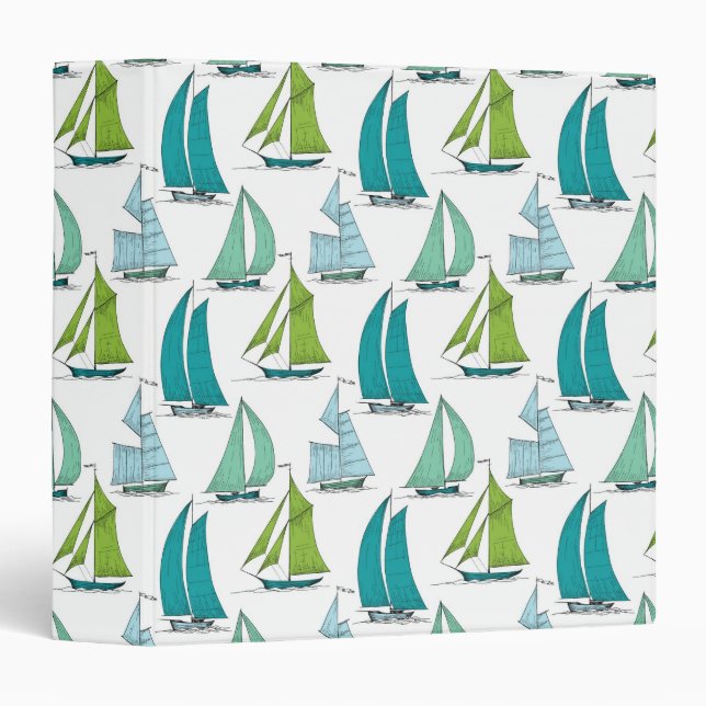 Sailboats On The Water Pattern Binder (Front/Spine)