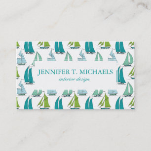 Sailboats On The Water Pattern Business Card