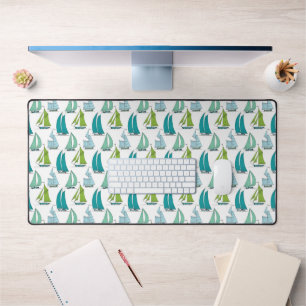 Sailboats On The Water Pattern Desk Mat