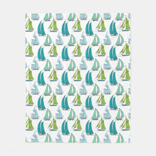 Sailboats On The Water Pattern Fleece Blanket