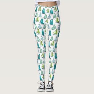 Sailboats On The Water Pattern Leggings