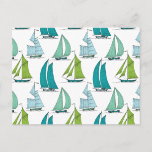 Sailboats On The Water Pattern Postcard