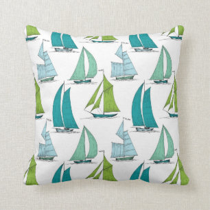 Sailboats On The Water Pattern Throw Pillow
