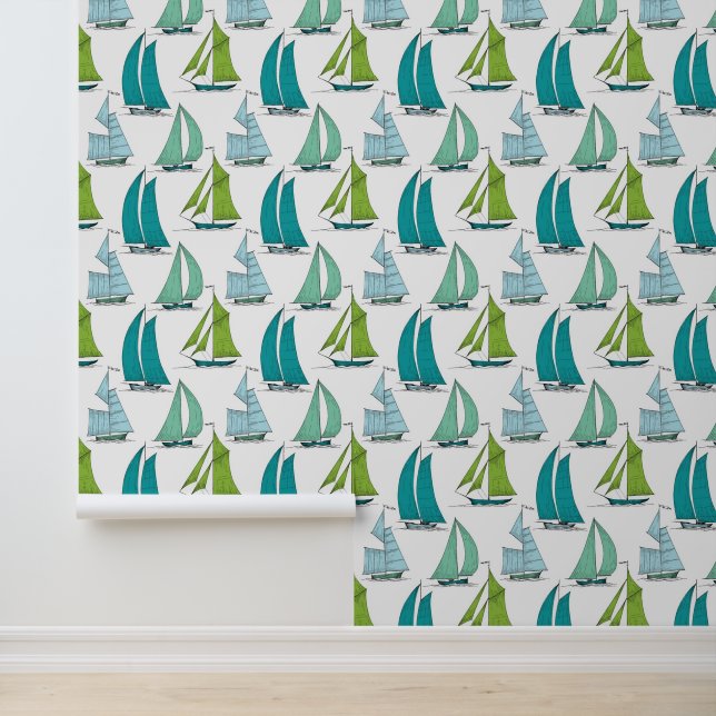 Sailboats On The Water Pattern Wallpaper (Application)