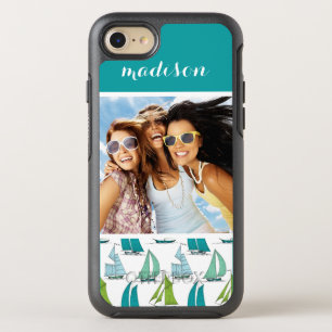 Sailboats On Water Pattern   Your Photo & Name OtterBox Symmetry iPhone 8/7 Case