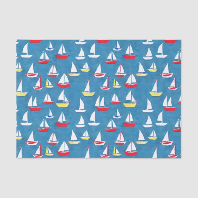 Sailboats Pattern Tissue Paper (Front)