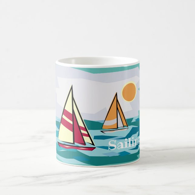 Sailboats Sailing Design  Coffee Mug (Center)