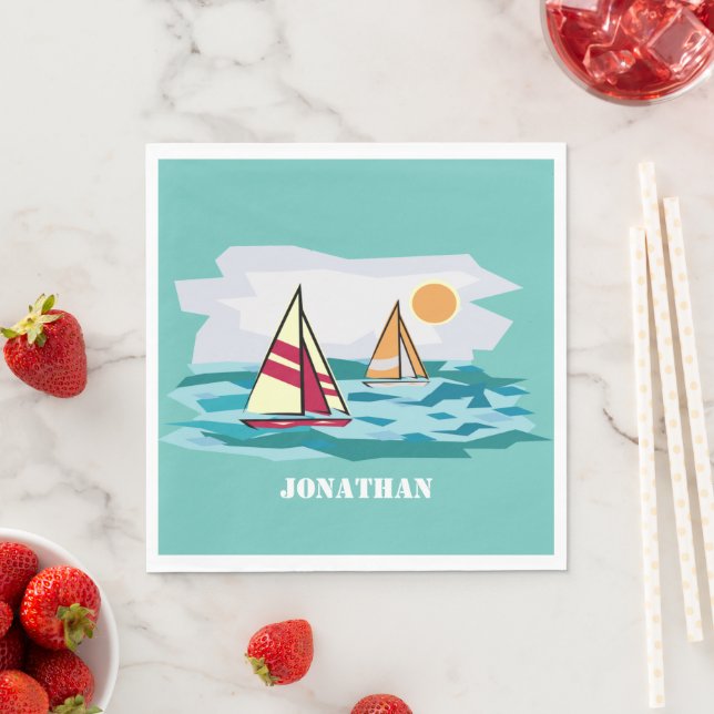 Sailboats Sailing Design Paper Napkins (Insitu)