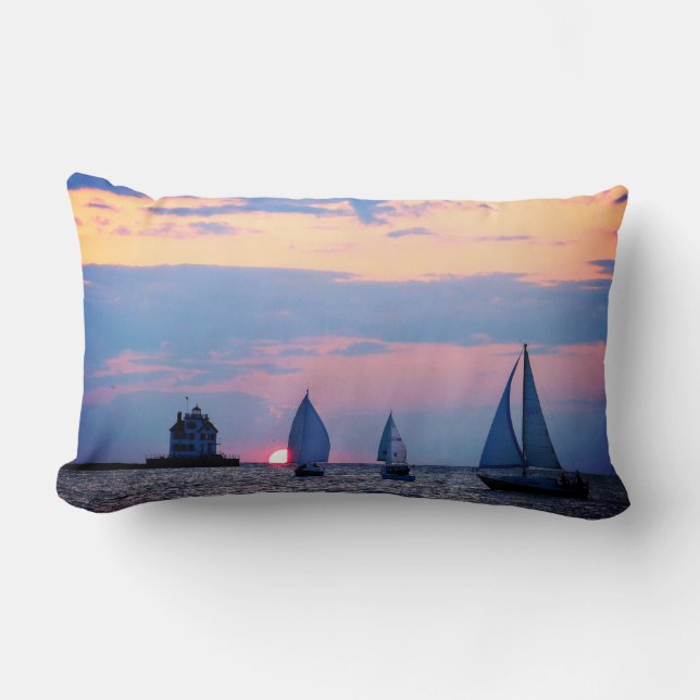 Sailboats Sunset Lumbar Pillow (Front)