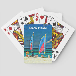 Sailboats Tropical Beach Vacation Beach Please Playing Cards