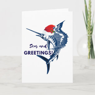 Sailfish Christmas Seas and Greetings Card