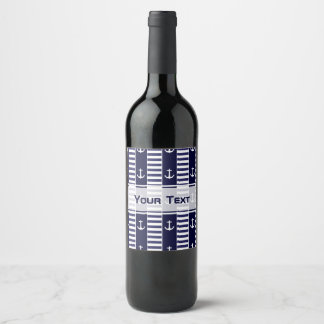 Sailing anchor and stripes pattern wine label