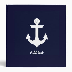 Sailing anchor boating navy white binder