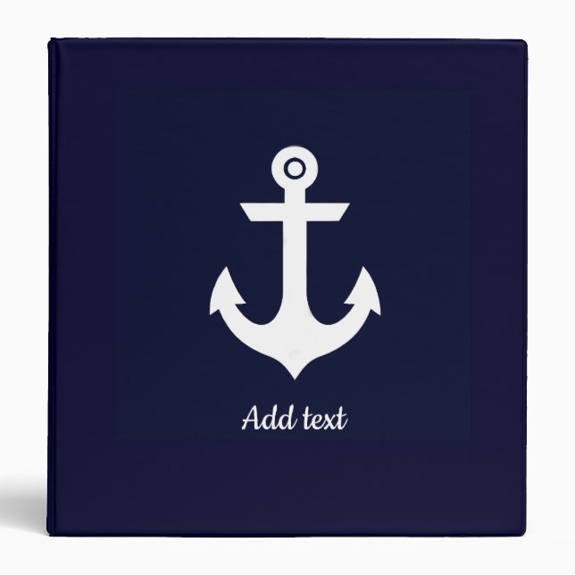 Sailing anchor boating navy white binder (Front)