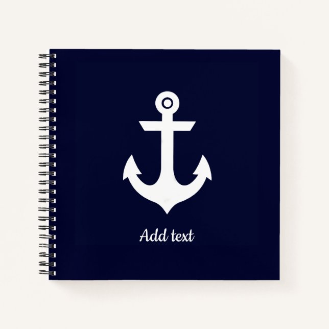 Sailing anchor boating navy white notebook (Front)