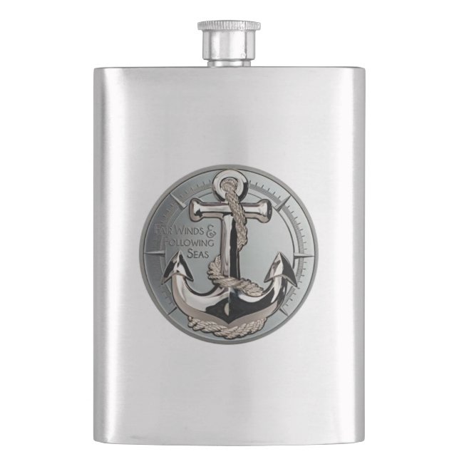 Sailing Anchor Hip Flask (Front)