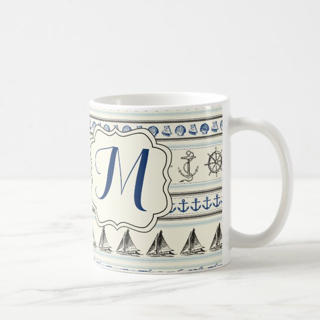 Sailing Anchor Nautical Rope Knot Coffee Cup Mug (Right)
