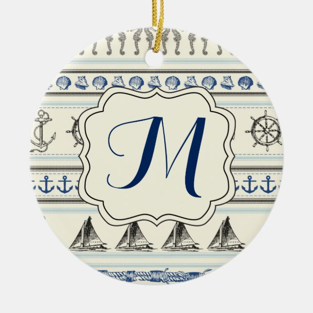 Sailing Anchor Nautical Rope Knot Pattern Ornament (Front)