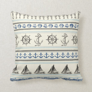 Sailing Anchor Nautical Rope Throw Couch Pillow