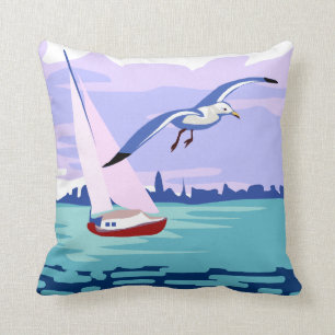 Sailing Artwork Throw Pillow